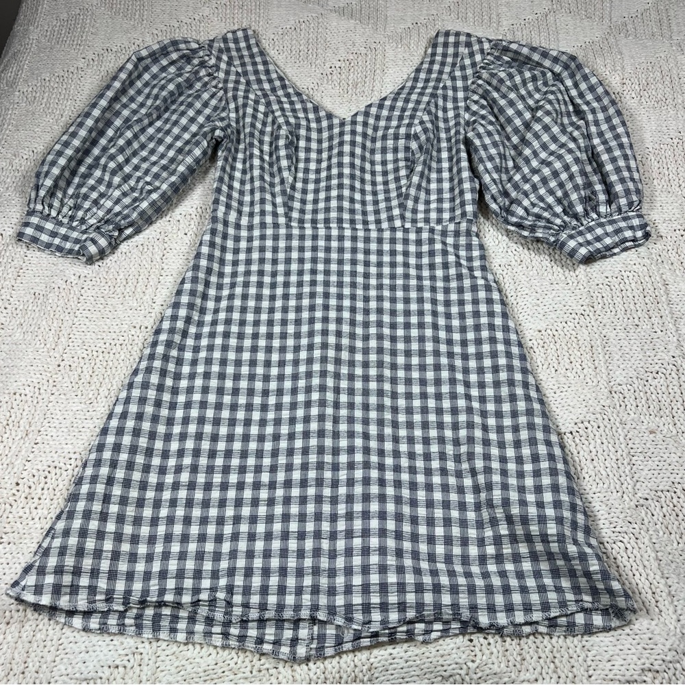 Urban Outfitters UO Lena Gingham Puff Sleeve Mini Dress - Picture 2 of 13